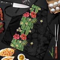 Hawaiian Hibiscus Plumeria Apron Tropical Leaves LT01 Black - Polynesian Pride