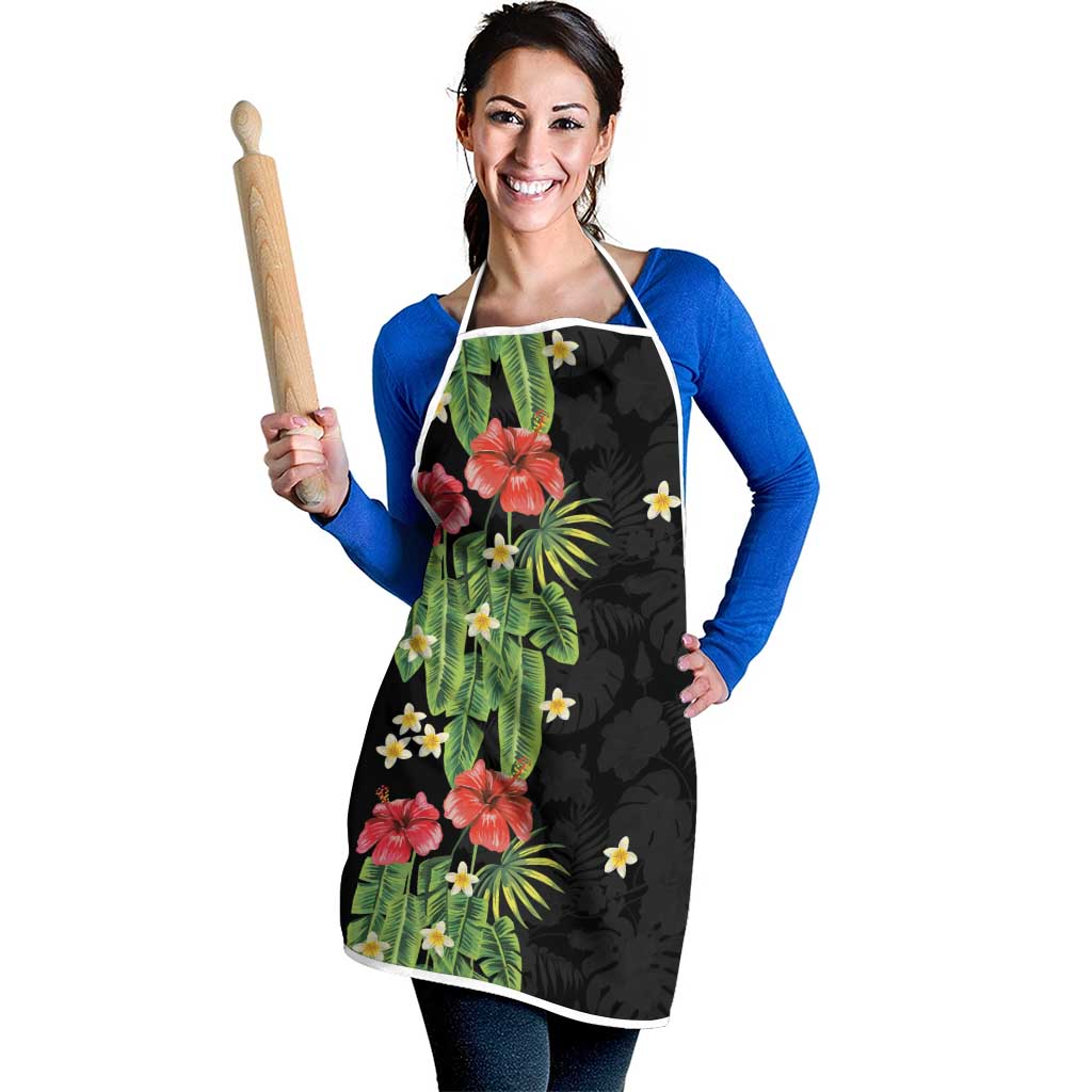 Hawaiian Hibiscus Plumeria Apron Tropical Leaves LT01 - Polynesian Pride