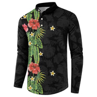 Hawaiian Hibiscus Plumeria Button Sweatshirt Tropical Leaves LT01 - Polynesian Pride