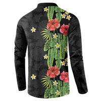 Hawaiian Hibiscus Plumeria Button Sweatshirt Tropical Leaves LT01 - Polynesian Pride
