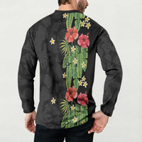 Hawaiian Hibiscus Plumeria Button Sweatshirt Tropical Leaves LT01 - Polynesian Pride