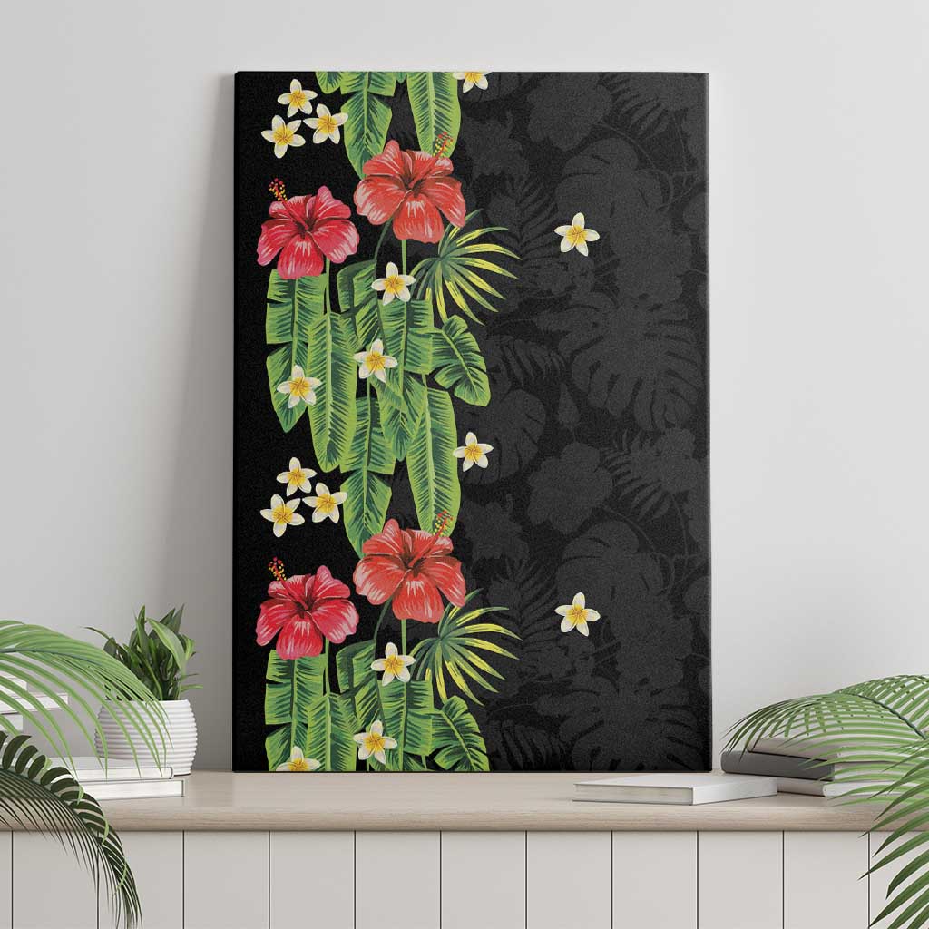 Hawaiian Hibiscus Plumeria Canvas Wall Art Tropical Leaves LT01 - Polynesian Pride
