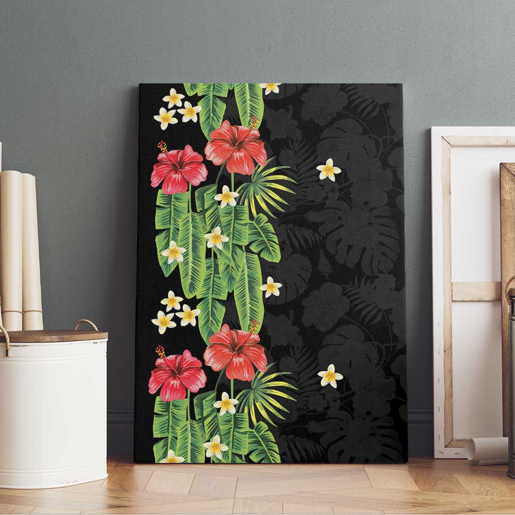 Hawaiian Hibiscus Plumeria Canvas Wall Art Tropical Leaves LT01 - Polynesian Pride
