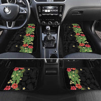 Hawaiian Hibiscus Plumeria Car Mats Tropical Leaves LT01 Set 4pcs Black - Polynesian Pride