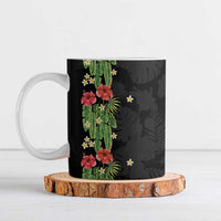 Hawaiian Hibiscus Plumeria Ceramic Mug Tropical Leaves LT01 Black - Polynesian Pride