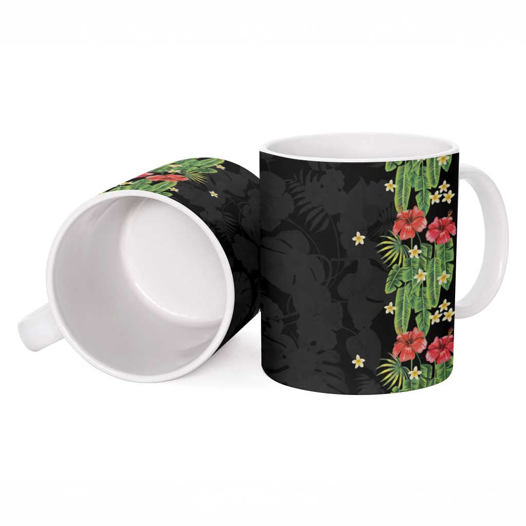 Hawaiian Hibiscus Plumeria Ceramic Mug Tropical Leaves LT01 - Polynesian Pride