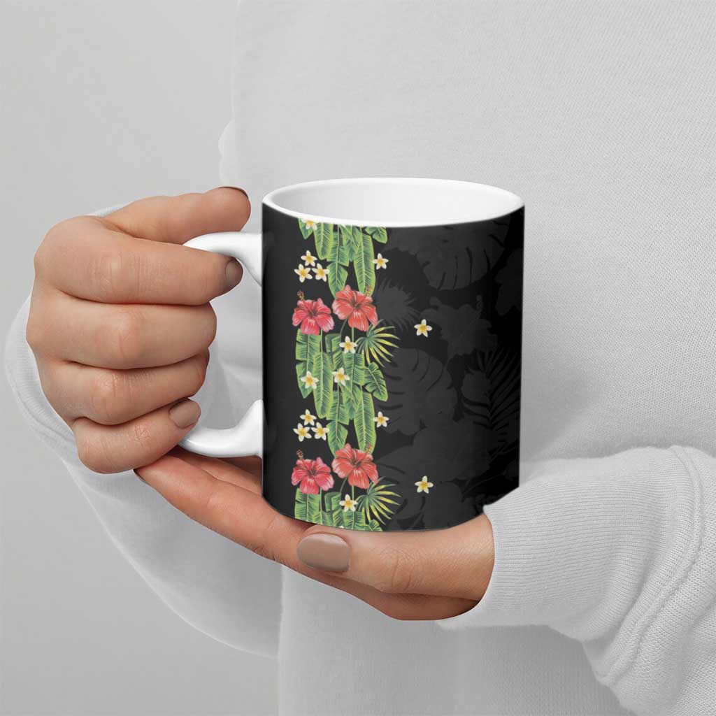 Hawaiian Hibiscus Plumeria Ceramic Mug Tropical Leaves LT01 - Polynesian Pride