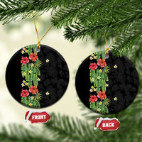Hawaiian Hibiscus Plumeria Ceramic Ornament Tropical Leaves LT01 Circle Black - Polynesian Pride