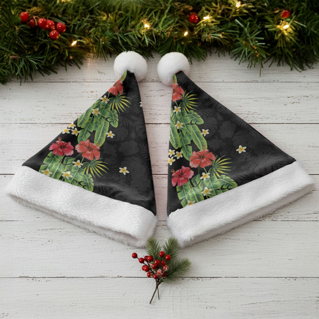 Hawaiian Hibiscus Plumeria Christmas Santa Hat Tropical Leaves LT01 - Polynesian Pride