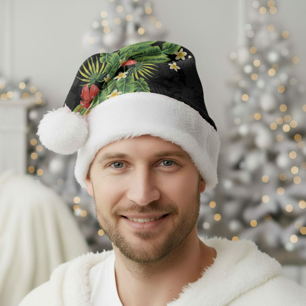 Hawaiian Hibiscus Plumeria Christmas Santa Hat Tropical Leaves LT01 - Polynesian Pride