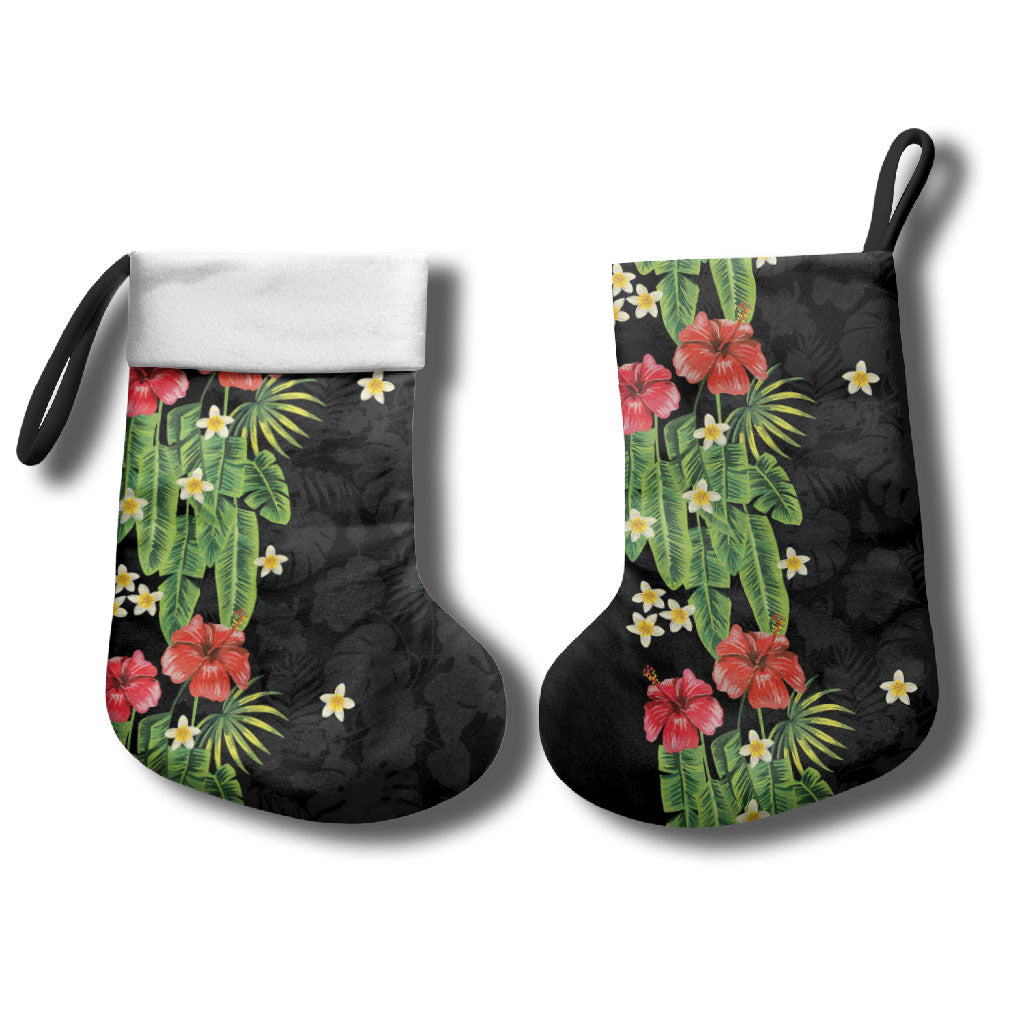 Hawaiian Hibiscus Plumeria Christmas Stocking Tropical Leaves LT01 - Polynesian Pride