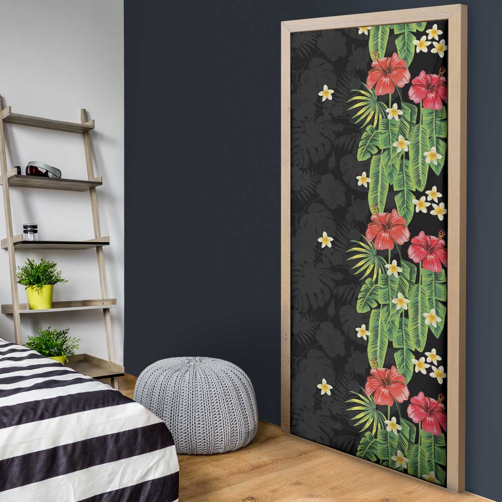 Hawaiian Hibiscus Plumeria Door Cover Tropical Leaves LT01 - Polynesian Pride