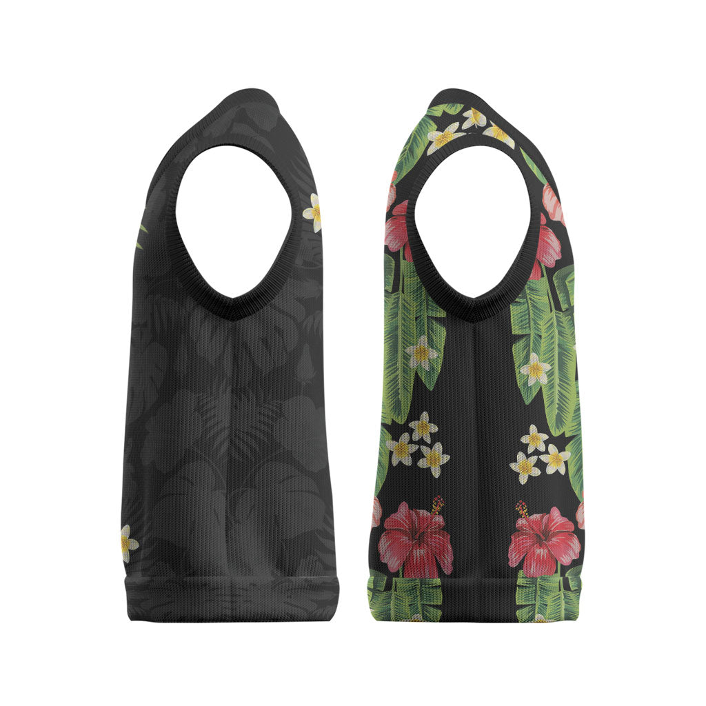 Hawaiian Hibiscus Plumeria Christmas Knitted V-Neck Vest Tropical Leaves LT01 - Polynesian Pride