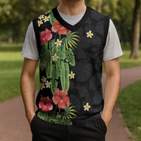 Hawaiian Hibiscus Plumeria Christmas Knitted V-Neck Vest Tropical Leaves LT01 - Polynesian Pride