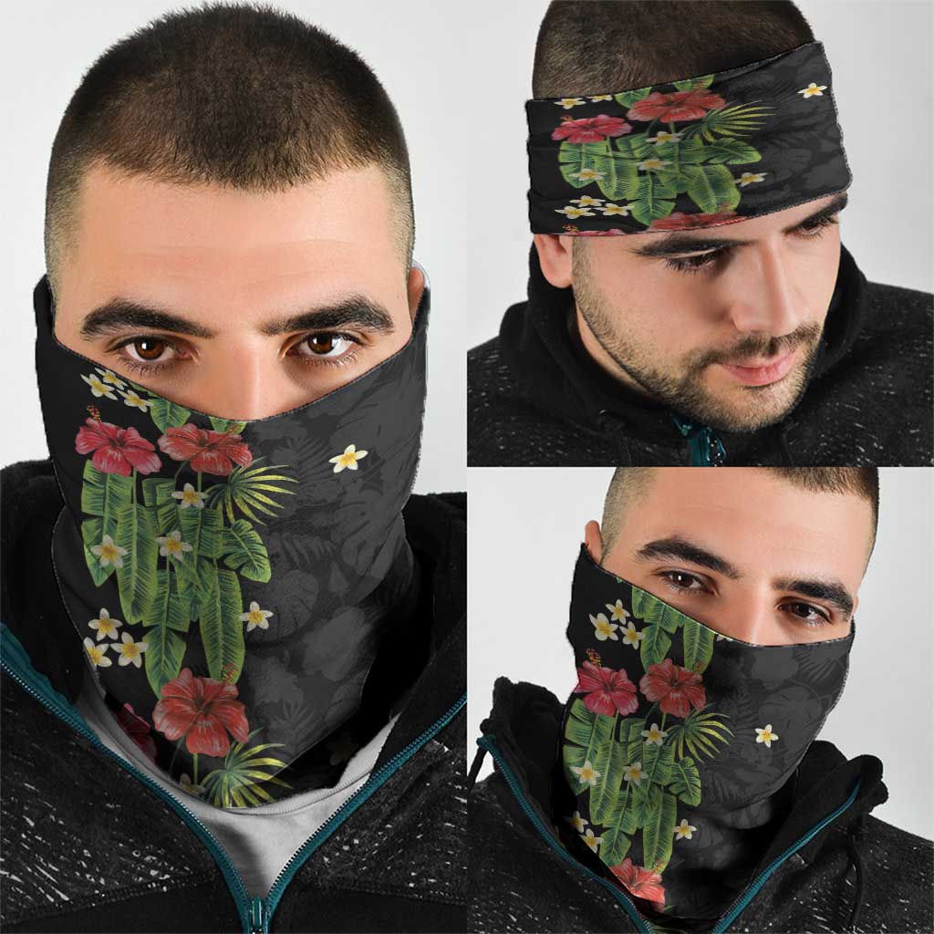 Hawaiian Hibiscus Plumeria Neck Gaiter Tropical Leaves LT01 - Polynesian Pride