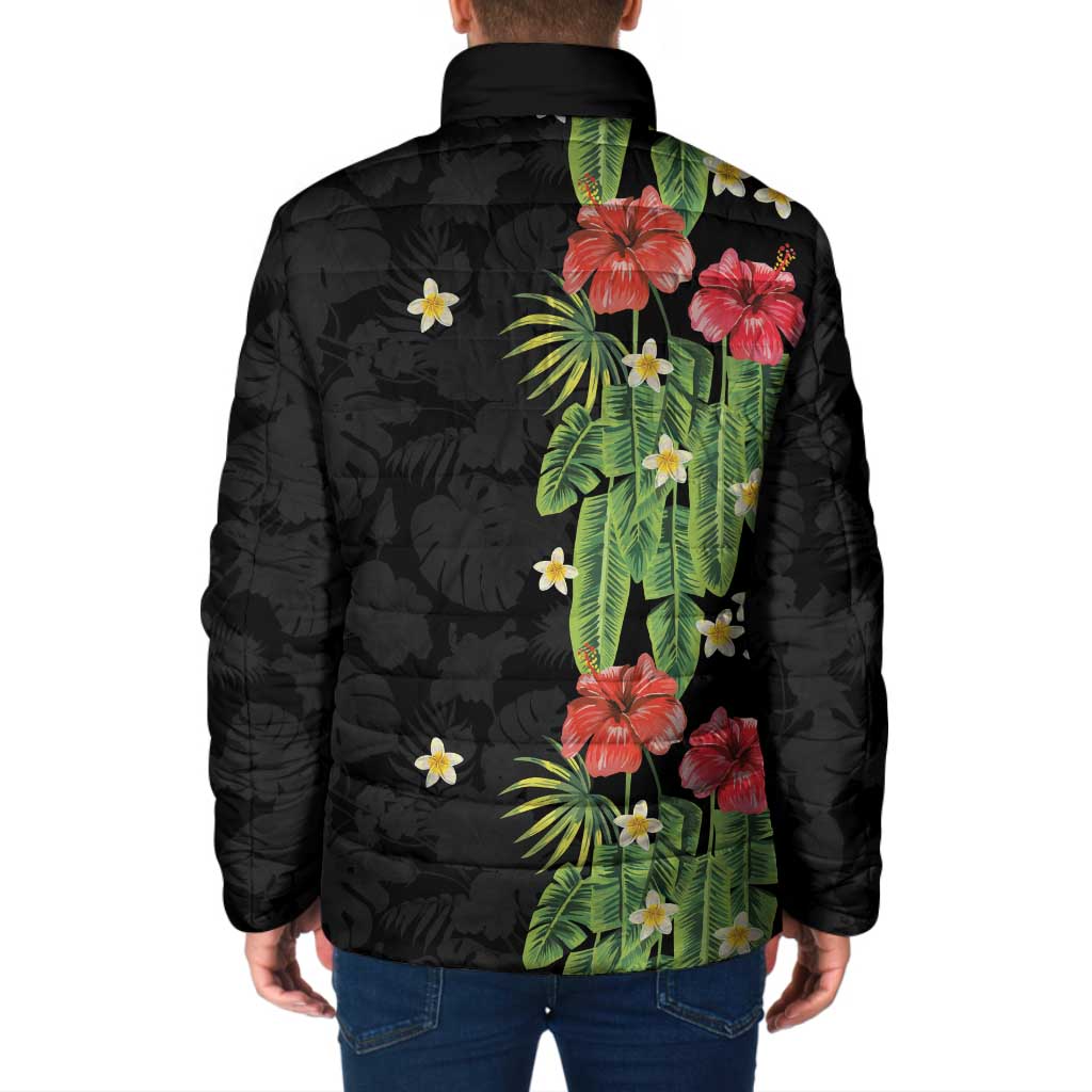 Hawaiian Hibiscus Plumeria Padded Jacket Tropical Leaves LT01 - Polynesian Pride