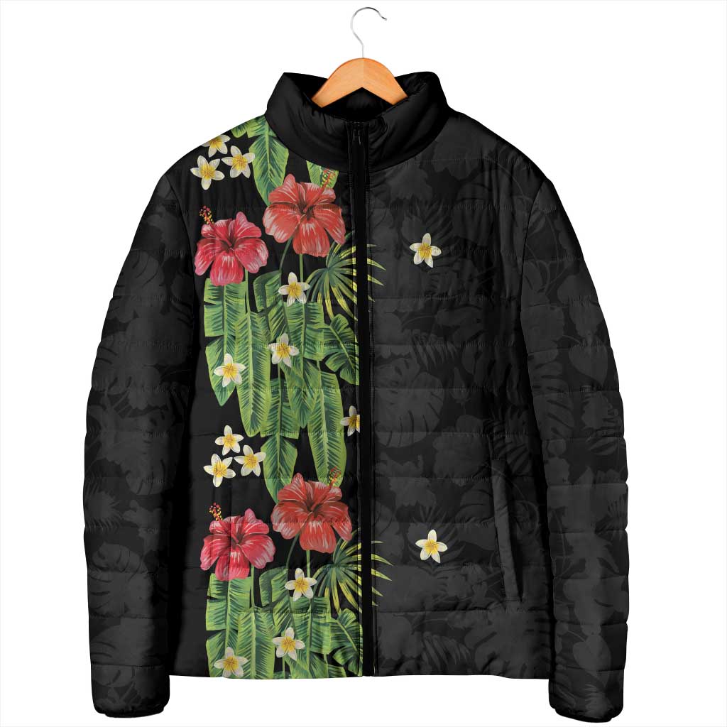 Hawaiian Hibiscus Plumeria Padded Jacket Tropical Leaves LT01 - Polynesian Pride