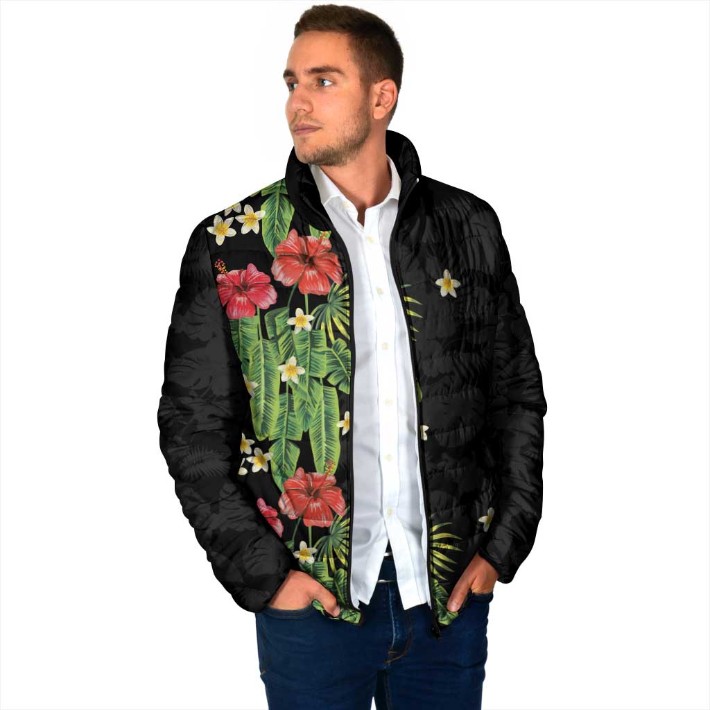 Hawaiian Hibiscus Plumeria Padded Jacket Tropical Leaves LT01 - Polynesian Pride