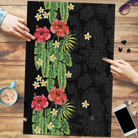 Hawaiian Hibiscus Plumeria Puzzle Tropical Leaves LT01 Black - Polynesian Pride