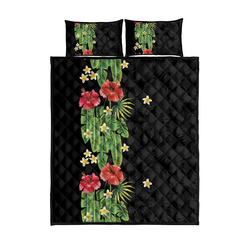 Hawaiian Hibiscus Plumeria Quilt Bed Set Tropical Leaves LT01 - Polynesian Pride