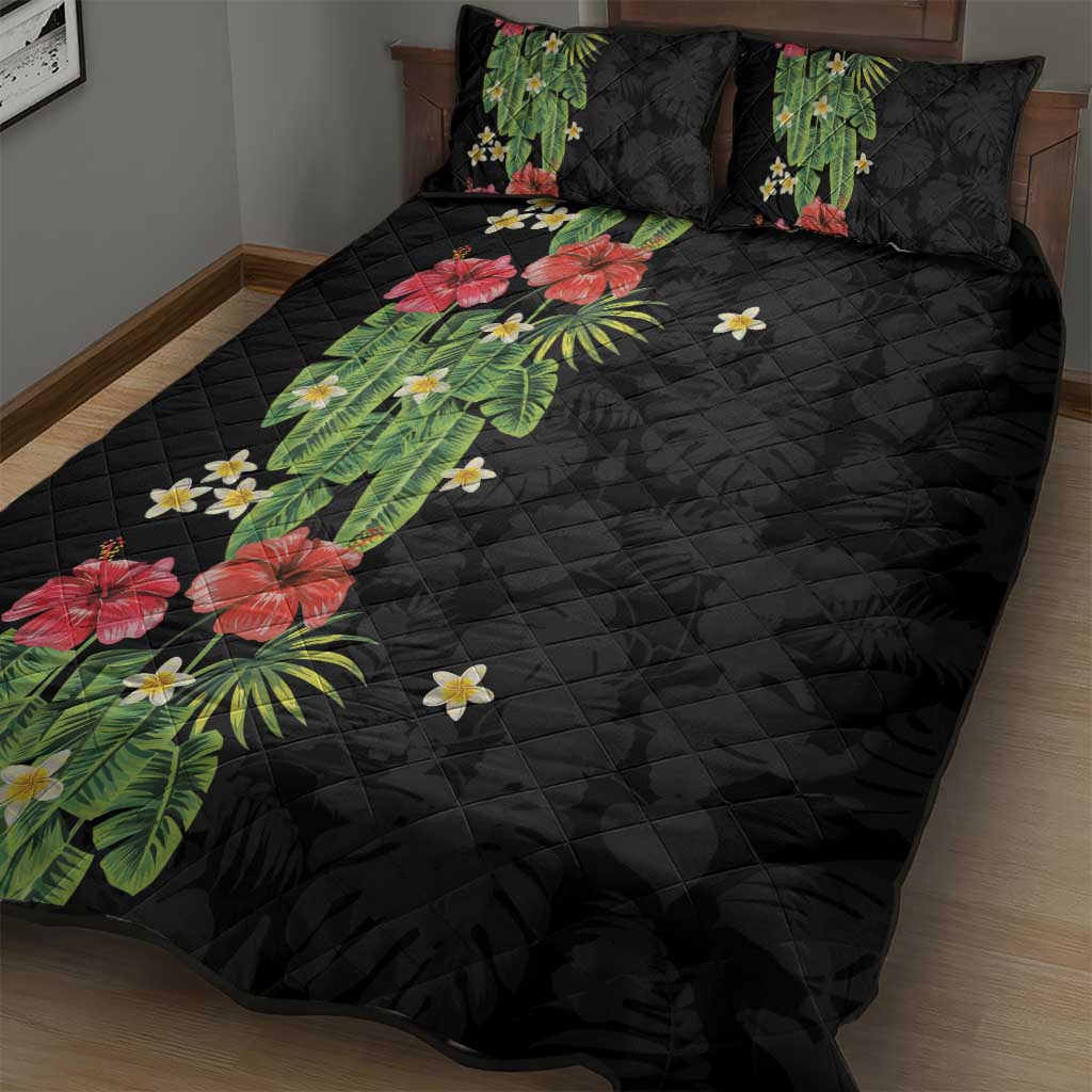 Hawaiian Hibiscus Plumeria Quilt Bed Set Tropical Leaves LT01 - Polynesian Pride