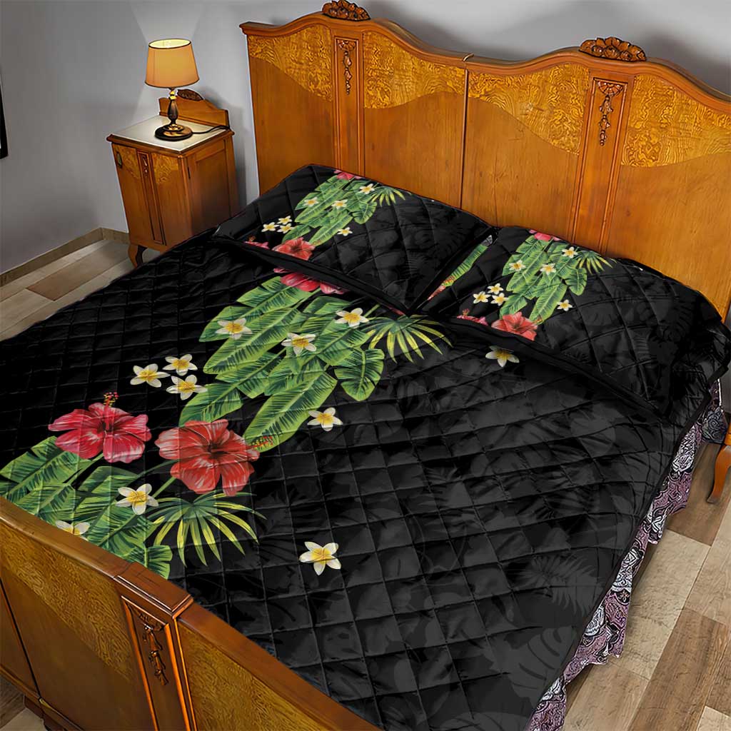 Hawaiian Hibiscus Plumeria Quilt Bed Set Tropical Leaves LT01 - Polynesian Pride
