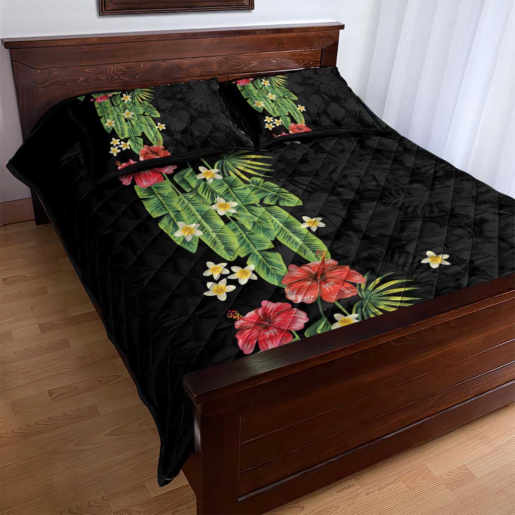 Hawaiian Hibiscus Plumeria Quilt Bed Set Tropical Leaves LT01 - Polynesian Pride