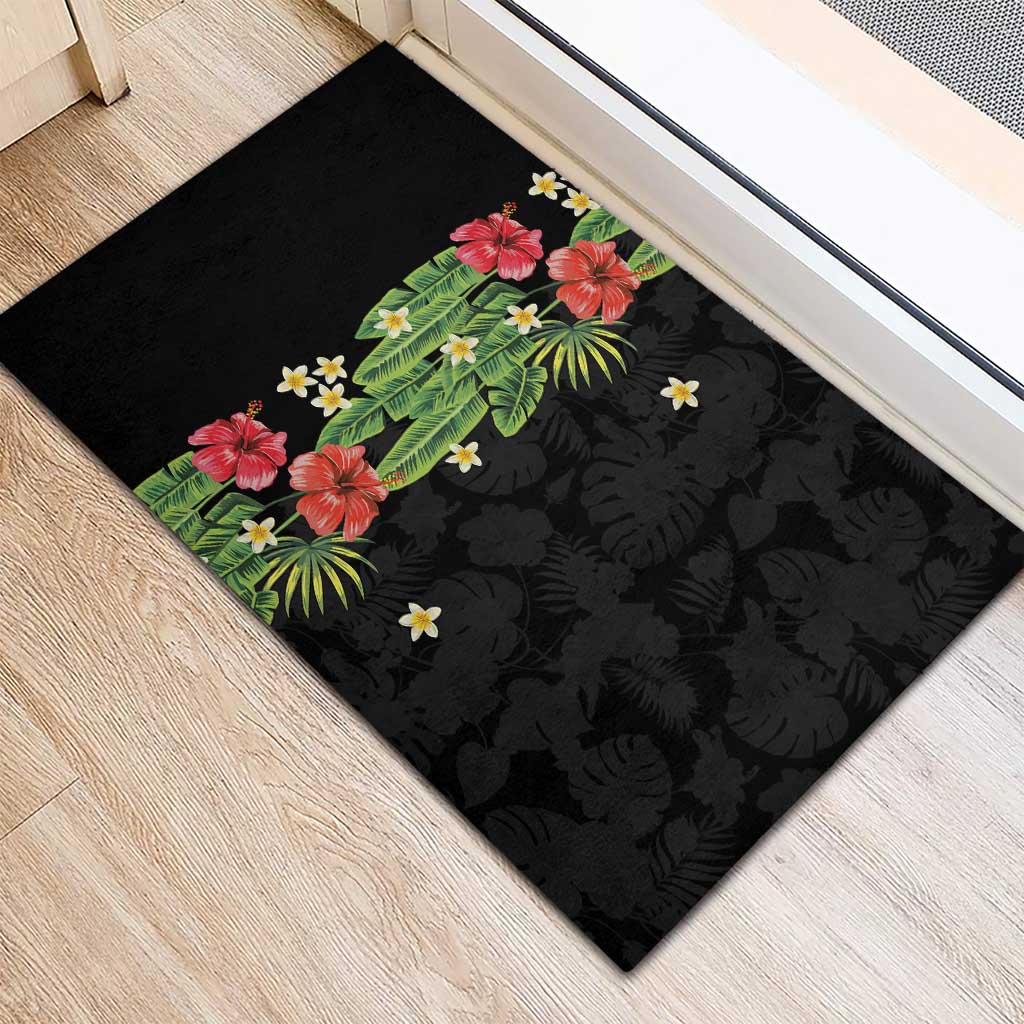 Hawaiian Hibiscus Plumeria Rubber Doormat Tropical Leaves LT01 - Polynesian Pride
