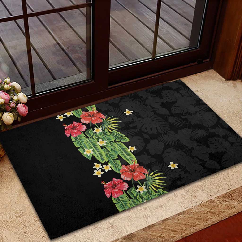 Hawaiian Hibiscus Plumeria Rubber Doormat Tropical Leaves LT01 - Polynesian Pride