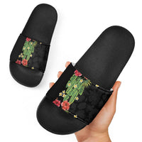 Hawaiian Hibiscus Plumeria Slide Sandals Tropical Leaves LT01 - Polynesian Pride