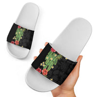 Hawaiian Hibiscus Plumeria Slide Sandals Tropical Leaves LT01 - Polynesian Pride