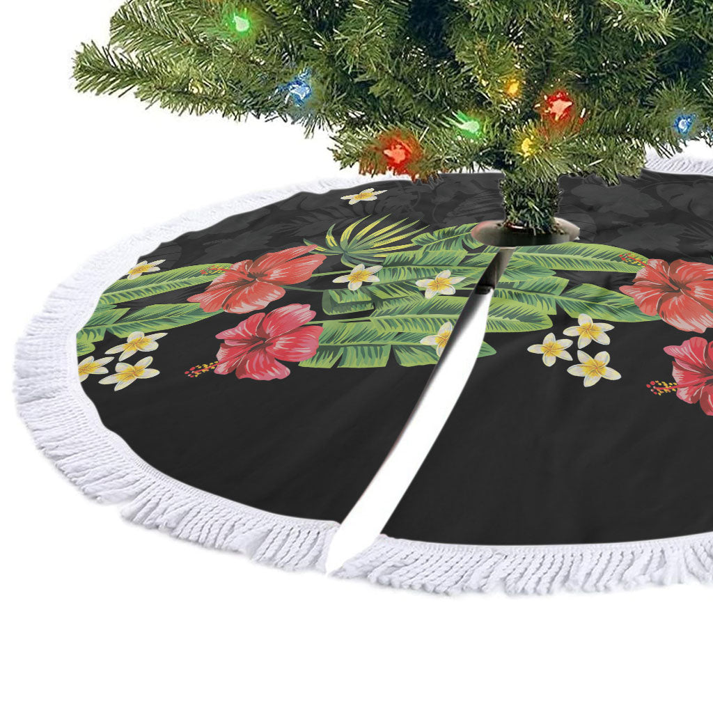 Hawaiian Hibiscus Plumeria Tree Skirt Tropical Leaves LT01 - Polynesian Pride