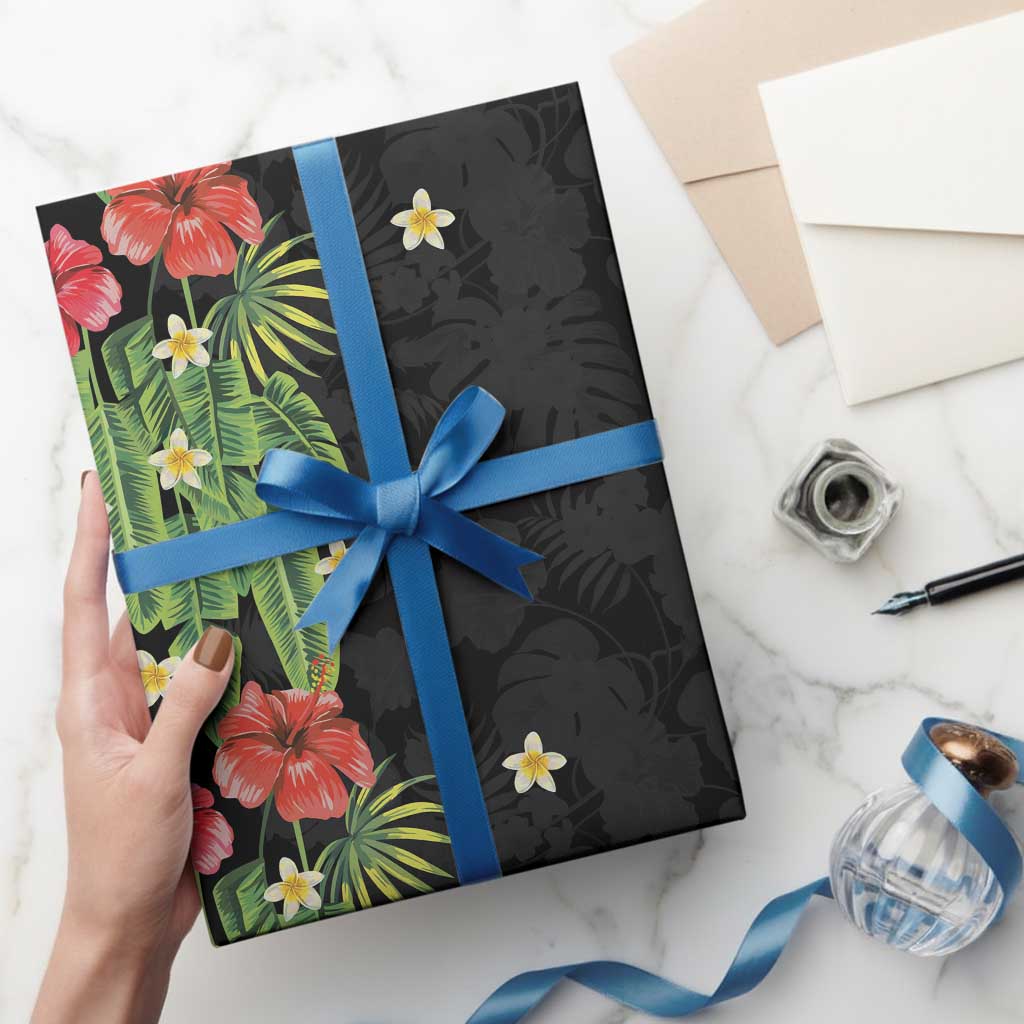 Hawaiian Hibiscus Plumeria Wrapping Paper Tropical Leaves LT01 - Polynesian Pride