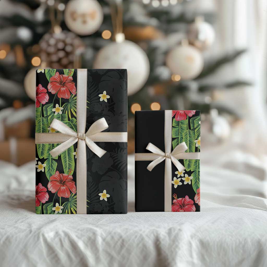 Hawaiian Hibiscus Plumeria Wrapping Paper Tropical Leaves LT01 - Polynesian Pride