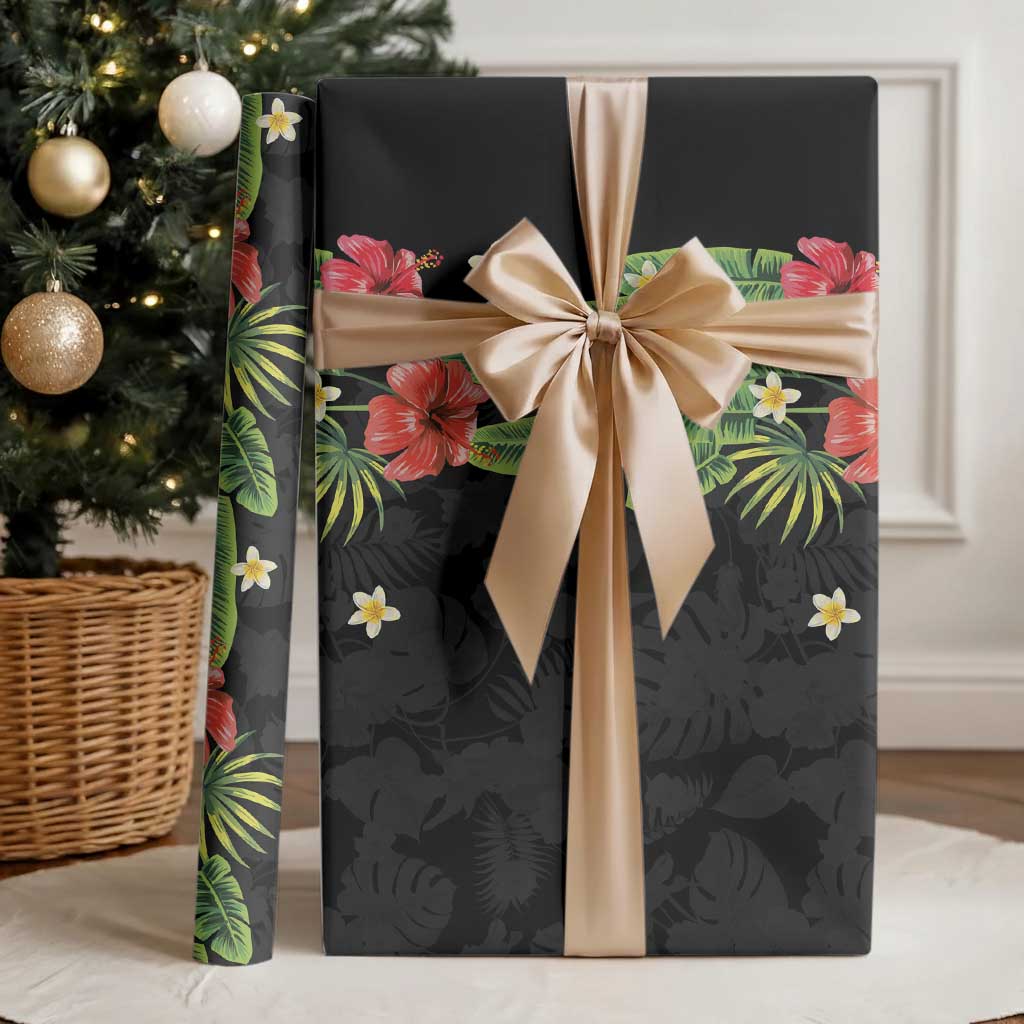 Hawaiian Hibiscus Plumeria Wrapping Paper Tropical Leaves LT01 - Polynesian Pride