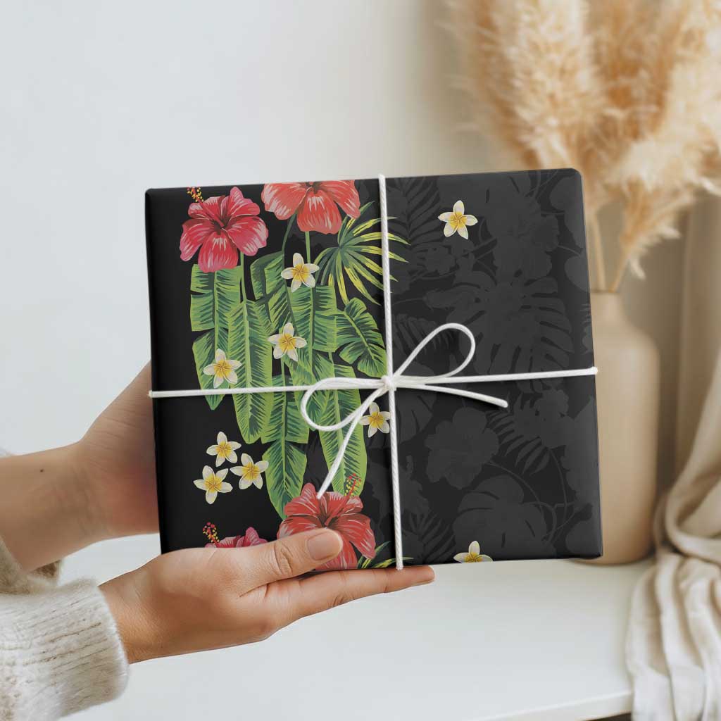 Hawaiian Hibiscus Plumeria Wrapping Paper Tropical Leaves LT01 - Polynesian Pride