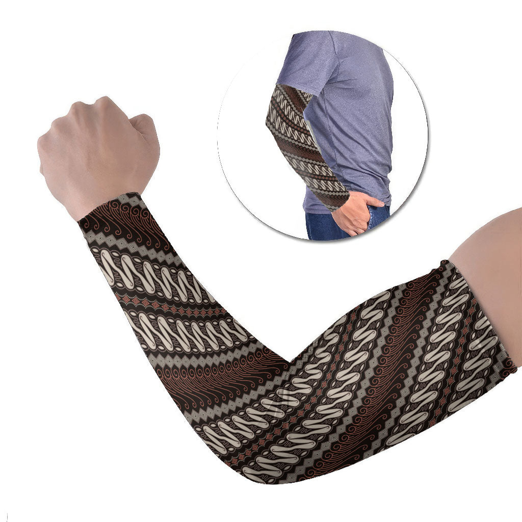 Yogyakarta Parang Batik Motifs Arm Sleeves Indonesian Traditional Pattern LT01 Set of 2 Brown - Polynesian Pride