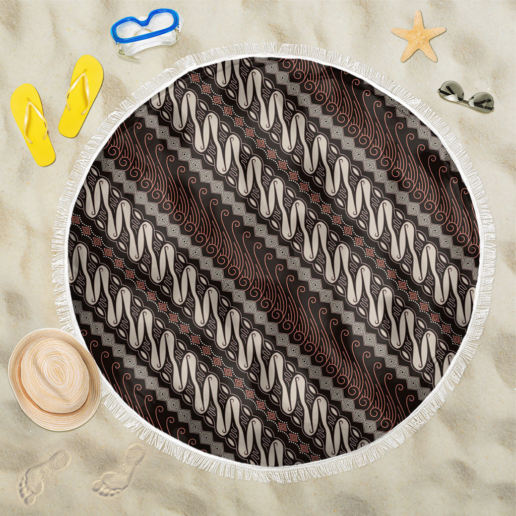 Yogyakarta Parang Batik Motifs Beach Blanket Indonesian Traditional Pattern LT01 One Size 150cm Brown - Polynesian Pride