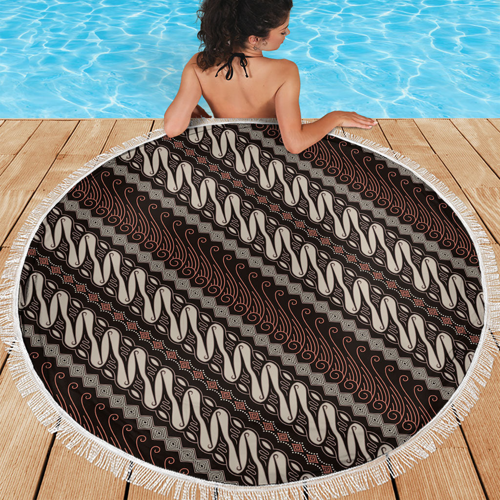 Yogyakarta Parang Batik Motifs Beach Blanket Indonesian Traditional Pattern LT01 - Polynesian Pride