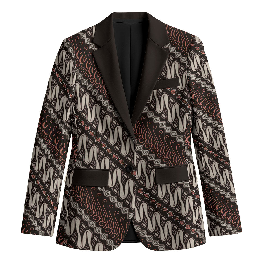 Yogyakarta Parang Batik Motifs Blazer Indonesian Traditional Pattern LT01 Unisex Brown - Polynesian Pride