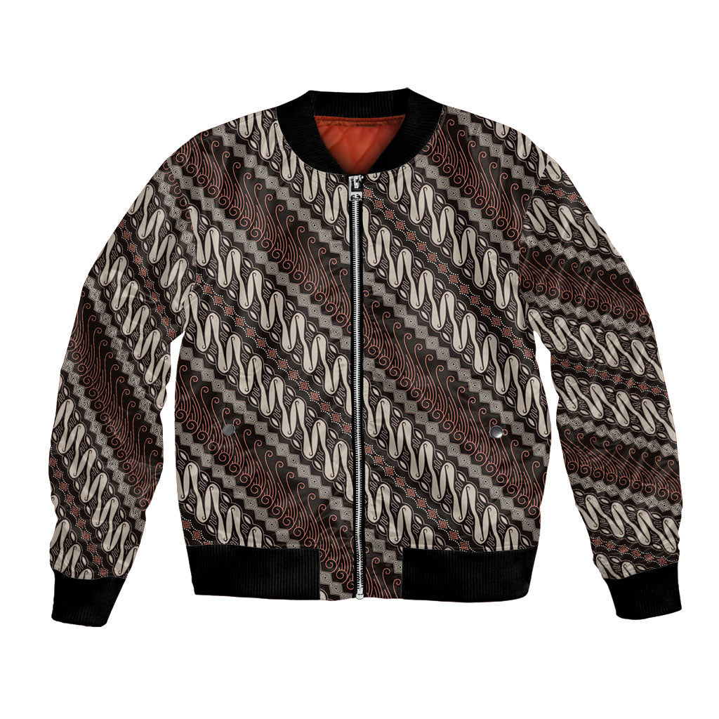 Yogyakarta Parang Batik Motifs Bomber Jacket Indonesian Traditional Pattern LT01 Unisex Brown - Polynesian Pride