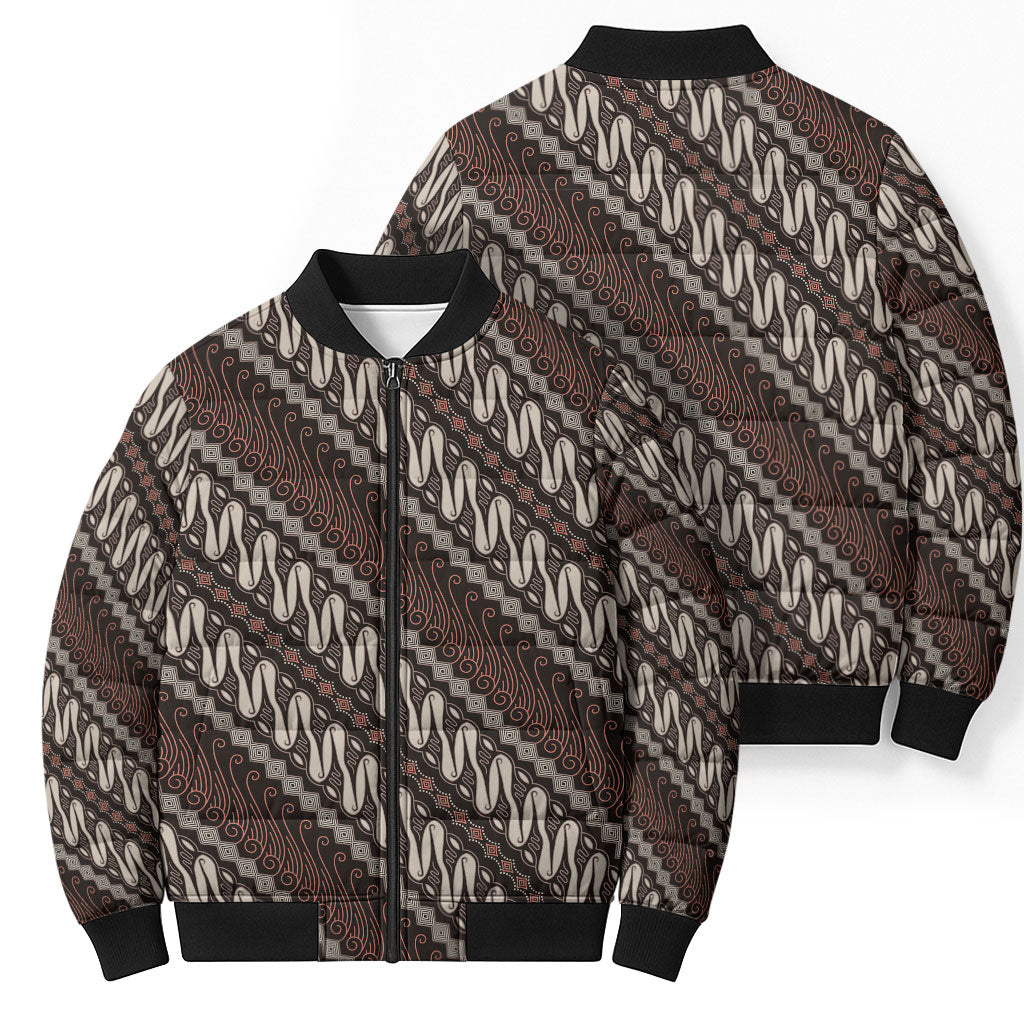 Yogyakarta Parang Batik Motifs Bomber Puffer Jacket Indonesian Traditional Pattern LT01 - Polynesian Pride