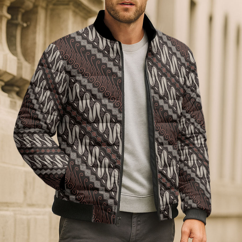 Yogyakarta Parang Batik Motifs Bomber Puffer Jacket Indonesian Traditional Pattern LT01 - Polynesian Pride