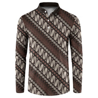 Yogyakarta Parang Batik Motifs Button Sweatshirt Indonesian Traditional Pattern LT01 Brown - Polynesian Pride