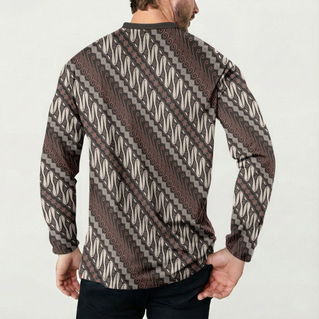 Yogyakarta Parang Batik Motifs Button Sweatshirt Indonesian Traditional Pattern LT01 - Polynesian Pride