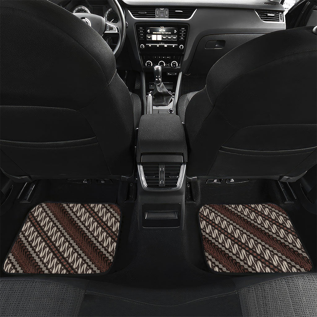 Yogyakarta Parang Batik Motifs Car Mats Indonesian Traditional Pattern LT01 Set 2pcs - Back Brown - Polynesian Pride