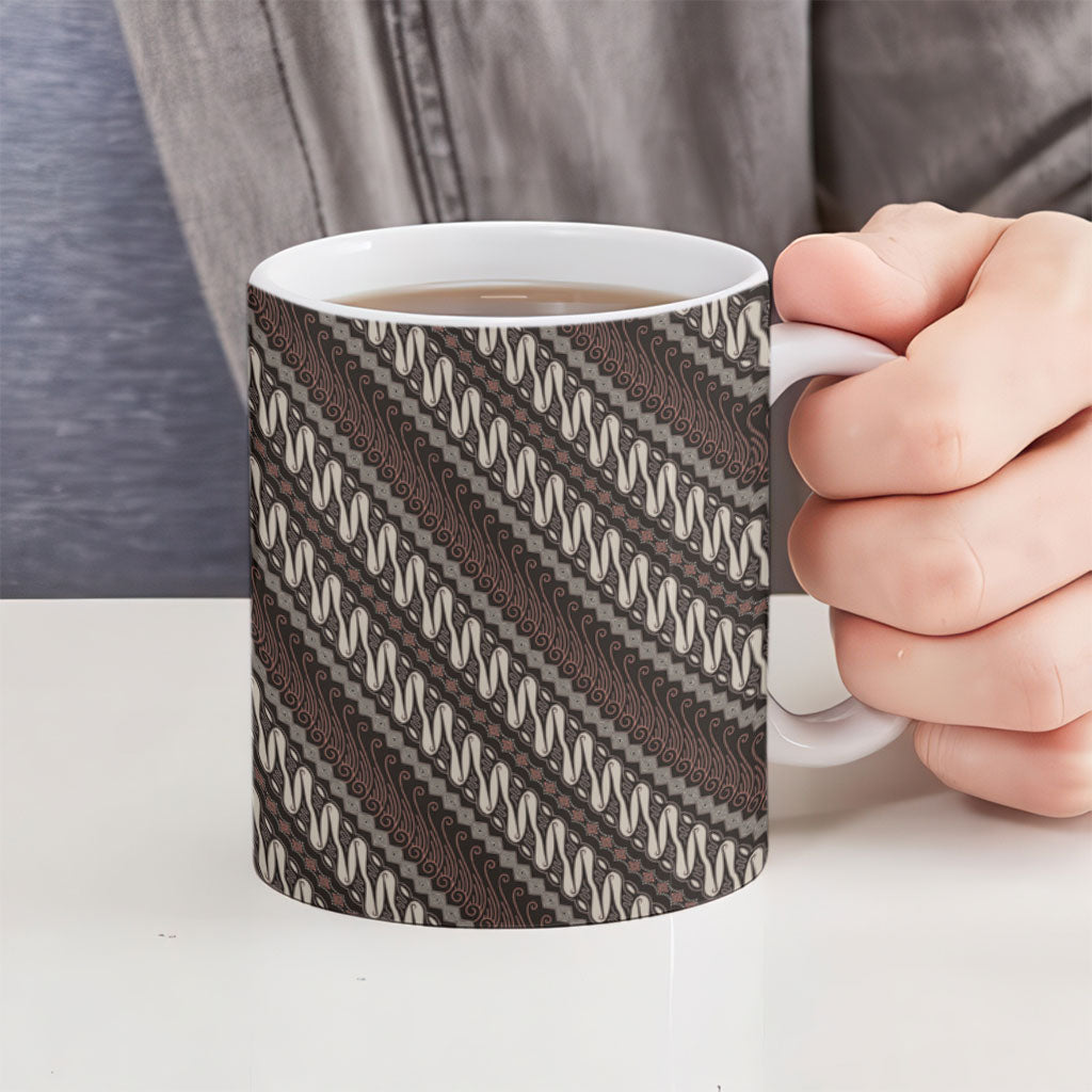 Yogyakarta Parang Batik Motifs Ceramic Mug Indonesian Traditional Pattern LT01 - Polynesian Pride