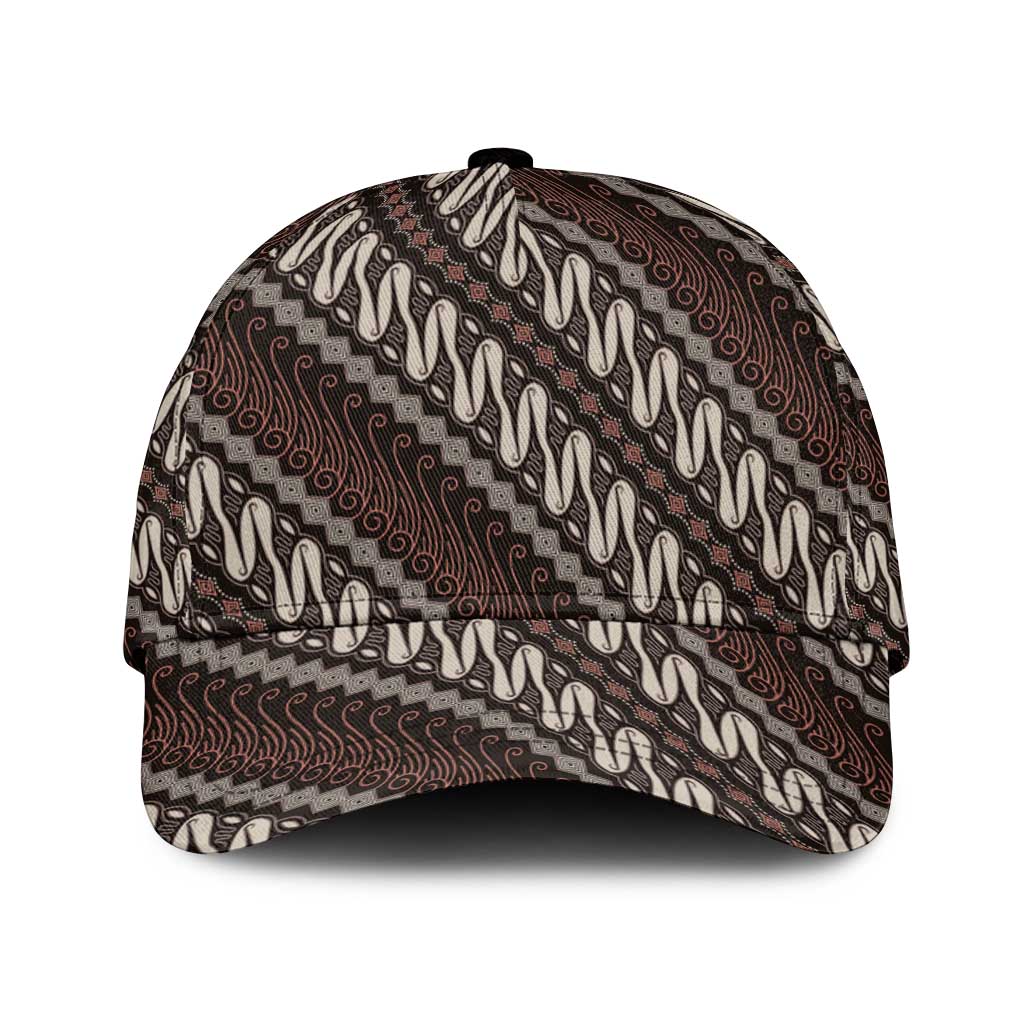Yogyakarta Parang Batik Motifs Classic Cap Indonesian Traditional Pattern LT01 Universal Fit Brown - Polynesian Pride