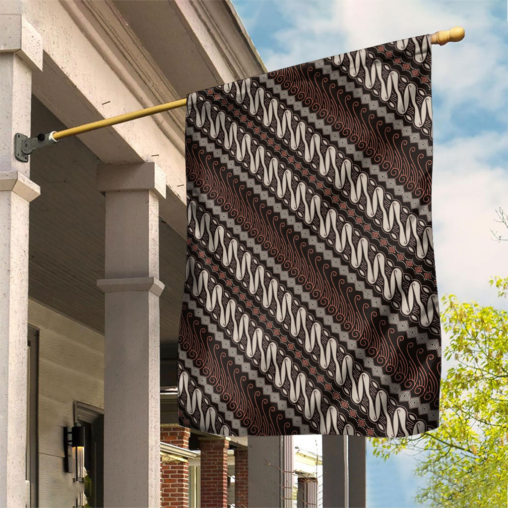 Yogyakarta Parang Batik Motifs Garden Flag Indonesian Traditional Pattern LT01 House Flag Brown - Polynesian Pride