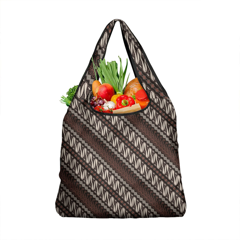 Yogyakarta Parang Batik Motifs Grocery Bag Indonesian Traditional Pattern LT01 1-pack One Size Brown - Polynesian Pride